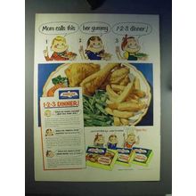 1952 Birds Eye Chicken, French Fries, String Beans Ad