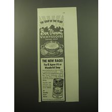 1950 Bon Vivant Vichyssoise Cream Soup Ad - The new rage! You'll agree
