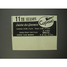 1955 Copain Restaurant Ad - 11th Season Cuisine des Gourmets