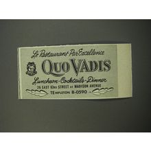 1955 Quo Vadis Restaurant Ad - Le Restaurant Par Excellence
