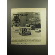 1957 Jones Dairy Farm Sausage Advertisement - High on the list of fine foods
