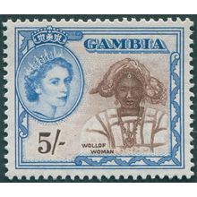 Gambia 1953 5s chocolate & bright blue SG183 unused