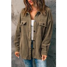 Turn Down Collar Buttoned Shirt Jacket