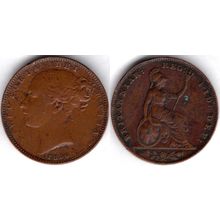Great Britain. Victoria. Farthing 1850 "doubling on 5". dy21881