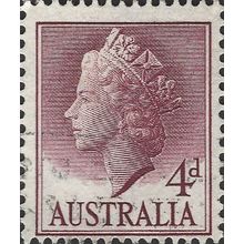 AUSTRALIA, Queen Elizabeth II, violet-red 1957, 4d