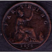 1875 H Great Britain 1 Farthing Coin