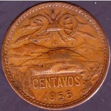 1955 Mexico 20 Centavos Coin