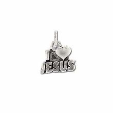 Sterling Silver 925 I Love Jesus Phrase Charm Pendant