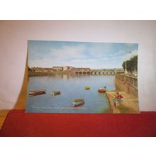 THE RIVER TAW, & LONG BRIDGE, BARNSTAPLE, DEVON.. unused postcard dated 1984 =