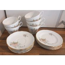 Royal Stuart Pink Peach Peonies Flowers Tea Cups, Saucers,Side Plates Bone China