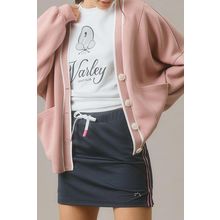 Pink Stripe Contrast Trim V Neck Buttoned Front Pocketed Knit Cardigan