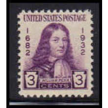 724 3c William Penn Fine MNH O3445