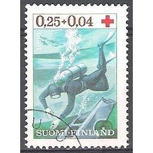 Finland 1966 Michel 610 O Cote (2013) 2.10 Euro Croix-Rouge plongeur Cachet rond
