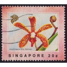 SINGAPORE 1991 Orchids Arachnopsis Eric Holttum 20c Sc#602- USED @C050