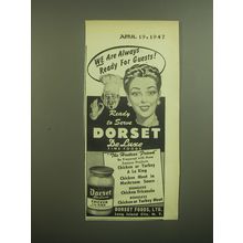 1947 Dorset Chicken a la King Ad - We are always ready for guests