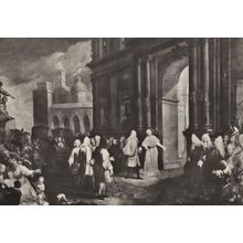 James III Reception In Bologna Italian RPC Painting Postcard