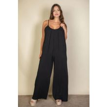 Women's Plus spaghetti strap solid wide jumpsuit