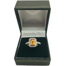 Vintage 9ct 375 White Gold Diamond and Citrine Ring with Box - Birmingham 2007