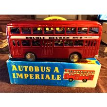 Old Vintage Original friction powered Double Decker Bus MF 185 W/ Box 12" Long