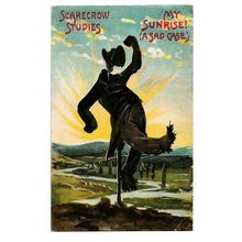 Postcard humorous Scarecrow Studies "My sunrise ! (a sad case)" unposted message