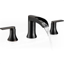 Oil Rubbed Bronze Waterfall Tub Faucet 3 Hole, Brass High Flow Roman Bathtub Fau