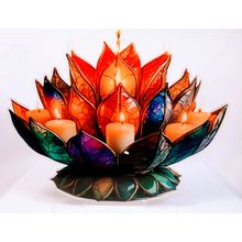 Boho Chic Acrylic Lotus Flower, Art with Ambient Candle, Zen Home Decor Picture