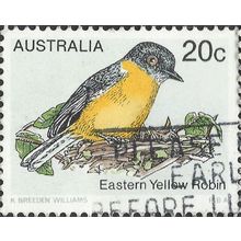AUSTRALIA, BIRD, Eastern Yellow Robin, white 1979, 20c, #5