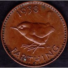1938 Great Britain 1 Farthing Coin