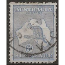 Australia 1913 SG9 6d Ultramarine (rounded corner perf) Good Used..