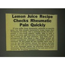 1946 Ru-Ex Compound Ad - Lemon Juice Recipe