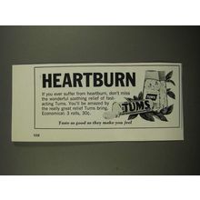 1964 Tums Antacid Ad - Heartburn