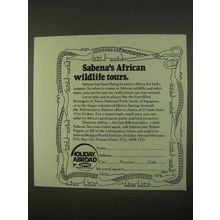 1974 Sabena Airline Ad - African Wildlife Tours