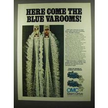 1974 OMC Stern Drive Ad - Here Come Blue Varooms
