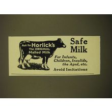 1924 Horlick's Malted-Milk Ad - Safe Milk