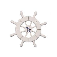 Pack Of 2] White Decorative Ship Wheel With Seagull 6"