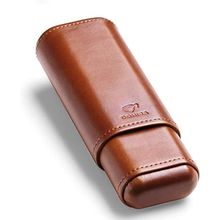 Cigar Case Travel Holder - PU Leather Cedar Wood Lined Brown 2 Ct Sturdy Carry C