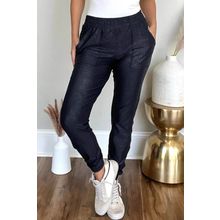 Black Elastic Waist Pocketed Pebble Joggers