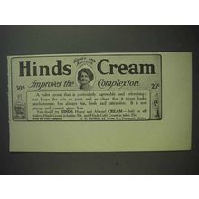 1913 Hinds Cream Ad - Improves the Complexion