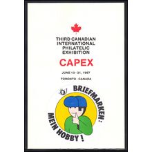 Card 3rd Canadian Int'l Exhibit With Label CAPEX '87 Box0102