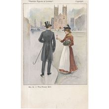 Familiar Faces Of London The Flower Seller Girl Old Postcard