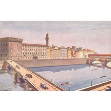 Bridge To Hotel Berchielli Lungarno Florence Italy Rare Old Postcard