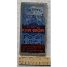 c1919 Bartholomew's New Reduced Survey Coloured linen map Sheet 12 Central Perth