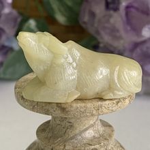 Chinese Zodiac Bull Ox Statue Cow Figurine Feng Shui Animal Vintage Hand Carved