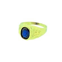 14k Solid Yellow Gold Sweet 15 Oval Blue Stone Ring Size 7 15 Años De Oro 4.8 gr