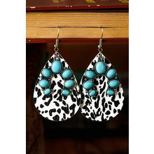 Multicolor Western Turquoise Cow Spots Water Drop Earrings