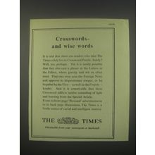 1949 The Times Ad - Crosswords - and wise words