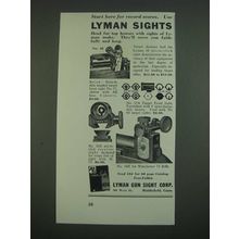 1939 Lyman Sights Ad - No. 48, No. 17A, No. 58E - Start here for record scores