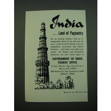 1956 Government of India Tourist Office Ad - India land of Pageantry