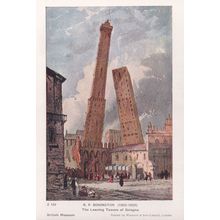 RP Bonington The Leaning Towers Of Bologna Painting Postcard