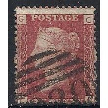 1858 SG43 1d Red Plate 124 Good/Fine Used Check Letters "CG".